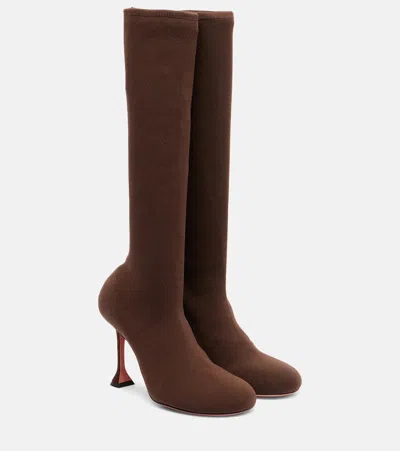 Amina Muaddi Veneda 95 Sock Boots In Brown