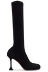 Amina Muaddi Black Veneda Stretch Tall Boots In Black