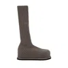 Amina Muaddi Veneda Platform Beige Knitted Stretch Boots