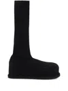 Amina Muaddi Veneda Platform Black Knitted Stretch Boots In Black