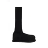 Amina Muaddi Veneda Platform Black Knitted Stretch Boots