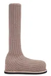 Amina Muaddi Veneda 15 Knee-high Sock Boots In Taupe