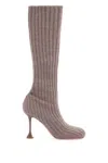 Amina Muaddi Veneda Stretch Knit Boots In White