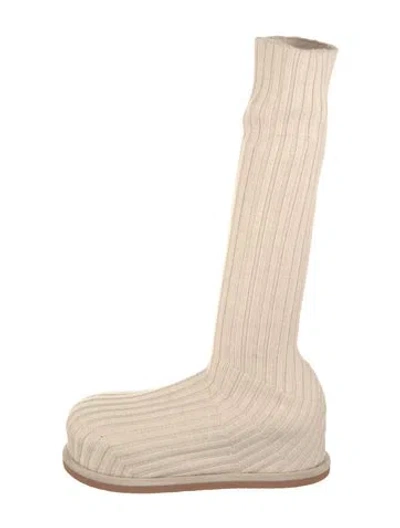 Pre-owned Amina Muaddi Veneda Stretch Sock Boots W/ Tags In Neutral