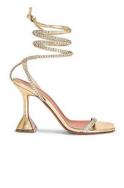 Amina Muaddi Vita Crystal Sandal In Nappa Gold & White