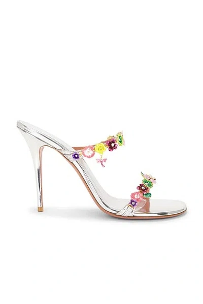 Amina Muaddi Vittoria 105 Slipper Sandal In White