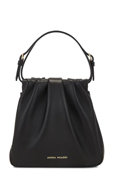Amina Muaddi Women Black Satin Vittoria Crystal Handbag In Satblawhicrysil