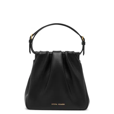 Amina Muaddi Vittoria Black Leather Bag