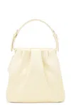 Amina Muaddi Vittoria Logo Printed Embellished Handle Bag In Butter & White Crystal