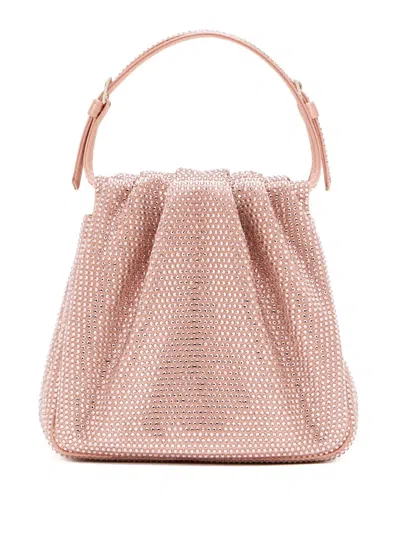 Amina Muaddi Vittoria Crystal-embellishment Ruffled Mini Bag In Pink