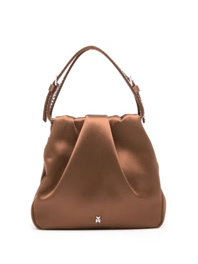 Amina Muaddi Vittoria Crystal Tote Bag In Brown