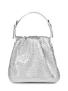Amina Muaddi Vittoria Full Crystal Handbag In Silver