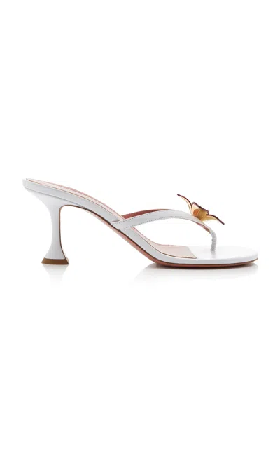 Amina Muaddi Vittoria Thong Leather Slippers In White