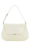 Amina Muaddi Women Black Leather Ami Shoulder Bag In White