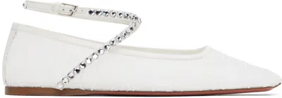 Amina Muaddi White Ane Lace Ballerina Flats In Ivory
