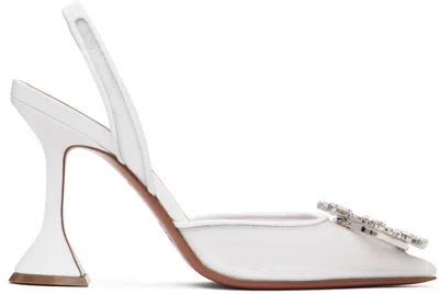 Amina Muaddi Begum Embellishment Slingback Pumps In White