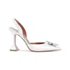 Amina Muaddi White Begum Sling Satin In White