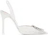 Amina Muaddi White Camelia Lace Sling 105 Heels In Lace Ivory + Crystal
