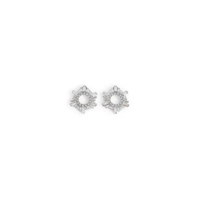 Amina Muaddi White Crystal Earrings