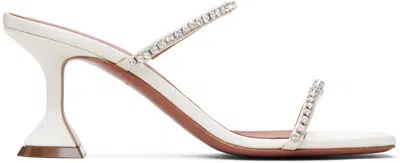 Amina Muaddi White Gilda Slipper 70 Heeled Sandals In Multi