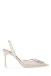 Amina Muaddi Women Camelia Slingback Lace Pumps In White