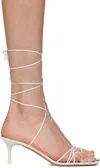Amina Muaddi Lori Lace Up 60 Nappa Sandal In Nappa White + Matte