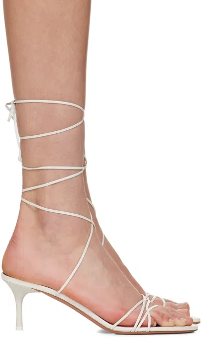 AMINA MUADDI WHITE LORI LACE UP 60 HEELED SANDALS