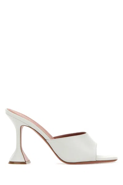 Amina Muaddi White Nappa Leather Lupita Mules In Neutral