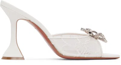Amina Muaddi White Rosie Lace Slipper 95 Heeled Sandals