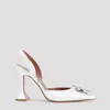 Amina Muaddi White Satin Begum Heels In White
