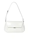 Amina Muaddi Women Black Leather Ami Shoulder Bag In Blanco
