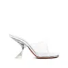 Amina Muaddi Metallic Open-toe Sandals With Sculptural Heel In Transparent