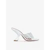Amina Muaddi 90mm Mookie Slipper Sculpted-heel Sandals In White