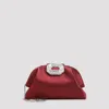 Amina Muaddi Wine Red Satin Camelia Bag In Brown