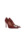 Amina Muaddi Camelia 105 Satin Pump In Red