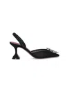 Amina Muaddi Rosie Crystal-embellished Satin Slingback Pumps In Black
