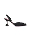 Amina Muaddi Leather Slingback Pumps Featuring Sculptural Heel In Black