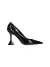 Amina Muaddi Ami Patent Leather Pedestal Pumps In Black