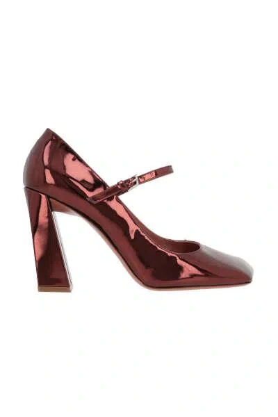 Amina Muaddi Charlotte 95mm Patent-leather Pumps In Brown