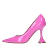 Amina Muaddi 95mm Ami Patent Leather Pumps In Rosa Chiari E Naturali