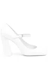 Amina Muaddi Charlotte Patent-leather Mary Jane Pumps In White