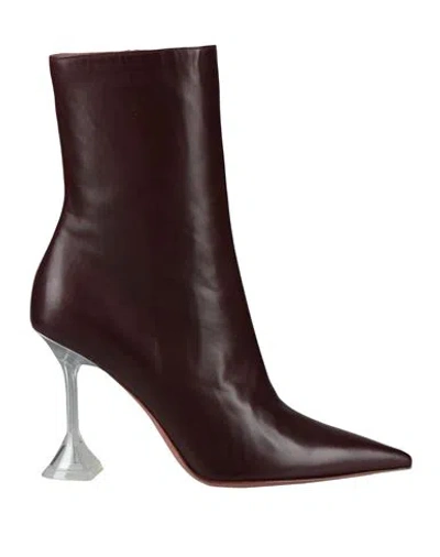 Amina Muaddi Woman Ankle Boots Burgundy Size 7 Soft Leather In Brown