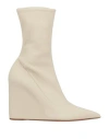 Amina Muaddi Woman Ankle Boots Ivory Size 8 Soft Leather