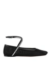 Amina Muaddi Ane Crystal-embellished Mesh Ballerina Shoes In Black
