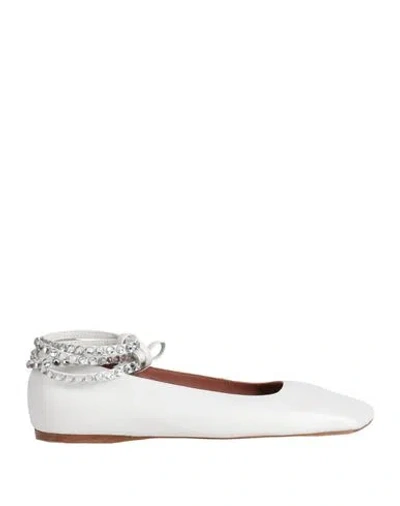 AMINA MUADDI AMINA MUADDI WOMAN BALLET FLATS WHITE SIZE 8 LEATHER