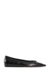 Amina Muaddi Camelia Ballerinas In Black Hammered Leather In Black