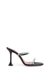 Amina Muaddi Round Toe High Heel Sandals In Black