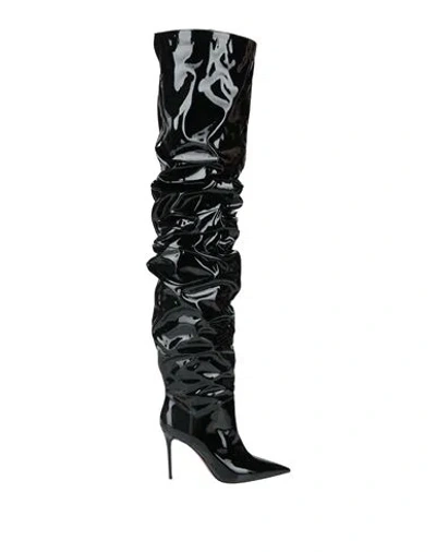 Amina Muaddi Woman Boot Black Size 9 Textile Fibers