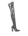 Amina Muaddi Woman Boot Lead Size 7.5 Textile Fibers In Grey