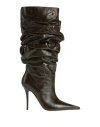 Amina Muaddi Woman Boot Military Green Size 9 Leather